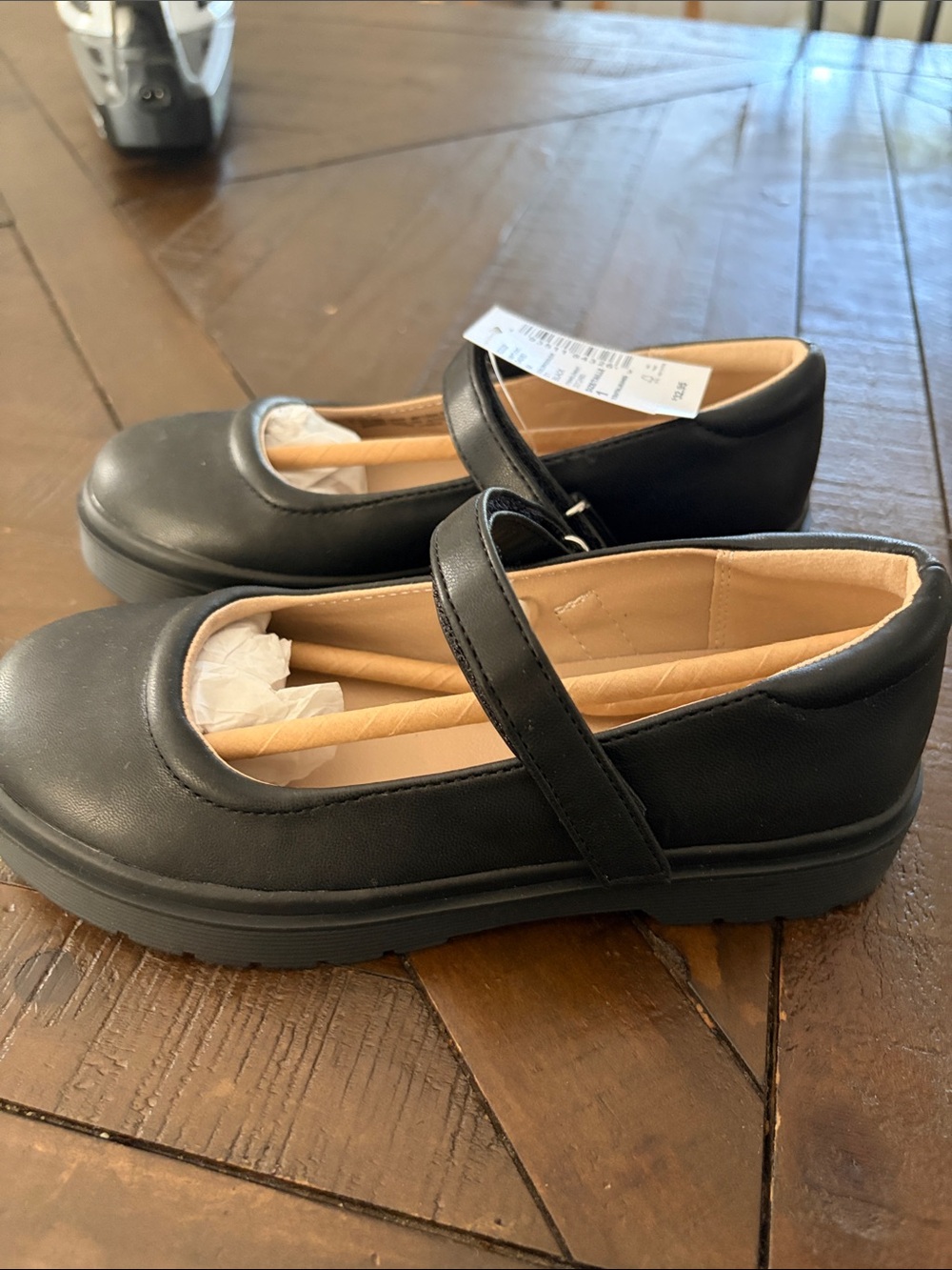 the childrens place girls mary jane black leather shoes sz 1 nwt - Picture 3 of 6